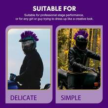 Helmet Mohawk Wig Adhesive Mohawk For Motorcycle Bicycle Ski Snowboard Helmet Hair Patches Skinhead Costumes Wig Cosplay Wig(Helmet Not Included) ,Music Festival - Multicolor - View 8