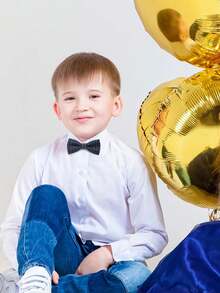 儿童时尚提花双层领结，适合男孩、女孩、戒指持有者、英式风格、婴儿、幼儿、选美、婚礼、日常穿着，年龄 3-16 岁 - 彩色 - 查看 4