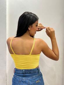 Cropped Top With Braided Detail On The Bust With Suplex Cup 2025 - Yellow - View 2