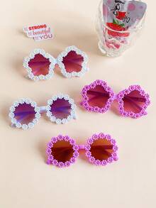 2/4Pcs 2025 Girls Cute Newest Flower Heart 3 Styles Kids Children Fashion Glasses Baby Eyewear - Multicolor - View 15