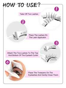 1 对磁性睫毛自然外观，1 对可重复使用的磁性睫毛带涂抹器，无需胶水磁性睫毛磁性睫毛套装，易于佩戴和取下假睫毛，睫毛，睫毛，假睫毛 - 自然纖長款 - 查看 4