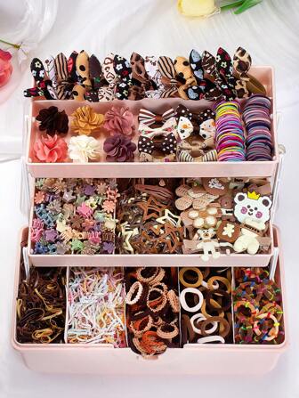 12/841/893pcs Girls Multicolor Soft Elastic Hair Bands, Hair Ties, Hair Accessories, Flower Crystal Crown, Butterfly Hair Clips