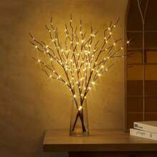 1PC 50LED Copper Wire Birch Branch Light,Available In White And Brown,Suitable For Living Room,Bedroom,Party Decoration