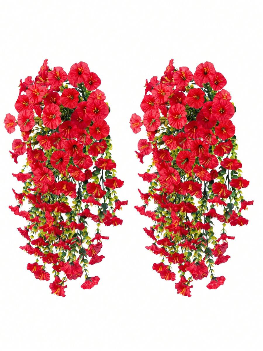 10/6/4/2/1pc Artificial Hanging Flowers, Large Red Morning Glory, Suitable For Wedding, Home, Office, Garden Decor, Artificial Flowers With Eucalyptus Leaves, UV-Resistant Realistic Hanging Plants, Suitable For Autumn Decor, Thanksgiving Decor, Wedding Arch, Wall, Garden, Bedroom, Office, Party Decor