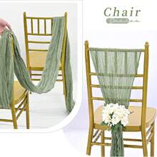 10/20 pezzi Fasce per sedie verde salvia di Bali, decorazioni rustiche per sedie con fiocco, coprisedia per matrimonio, banchetto, festa, casa, cucina (40,6 x 274,3 cm)