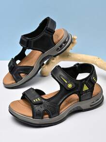Nuevas sandalias de cuero genuino con suela suave para hombres, diseño de moda, con respirabilidad, cómodas para uso casual, al aire libre y en la playa, estilo romano
