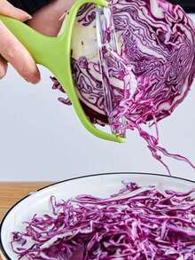 1个装绿甘蓝切丝器 - 宽口削皮器，多功能甘蓝切片器，蔬菜水果削皮器，厨房削皮器，轻松切丝削皮，耐用ABS材质蔬菜切碎削皮器 - 感恩节必备厨房工具，厨房小工具 - 彩色 - 查看 3
