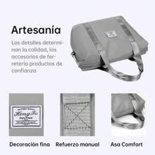 Bolsa de viaje plegable de gran capacidad para mujer, bolso de hombro portátil para ejerciciO, MULTIFUNCIONAL de gran capacidad. - Gris - Ver 8
