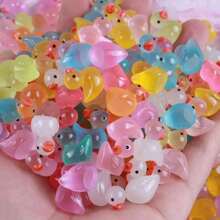 20/30/50/100pcs Mini Bright Resin Ducks, Colorful Glowing Small Duck Statues For Garden Decoration, Miniature Landscape Garden, Dollhouse Ornaments Garden Sculpture Landscape Decorations ,Mighty Ducks,Toys Adult,Tiny,Small Animal,