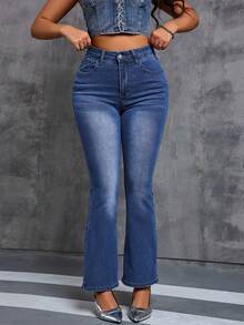 Pantalones vaqueros con botones frontales y bolsillos casuales, para uso diario