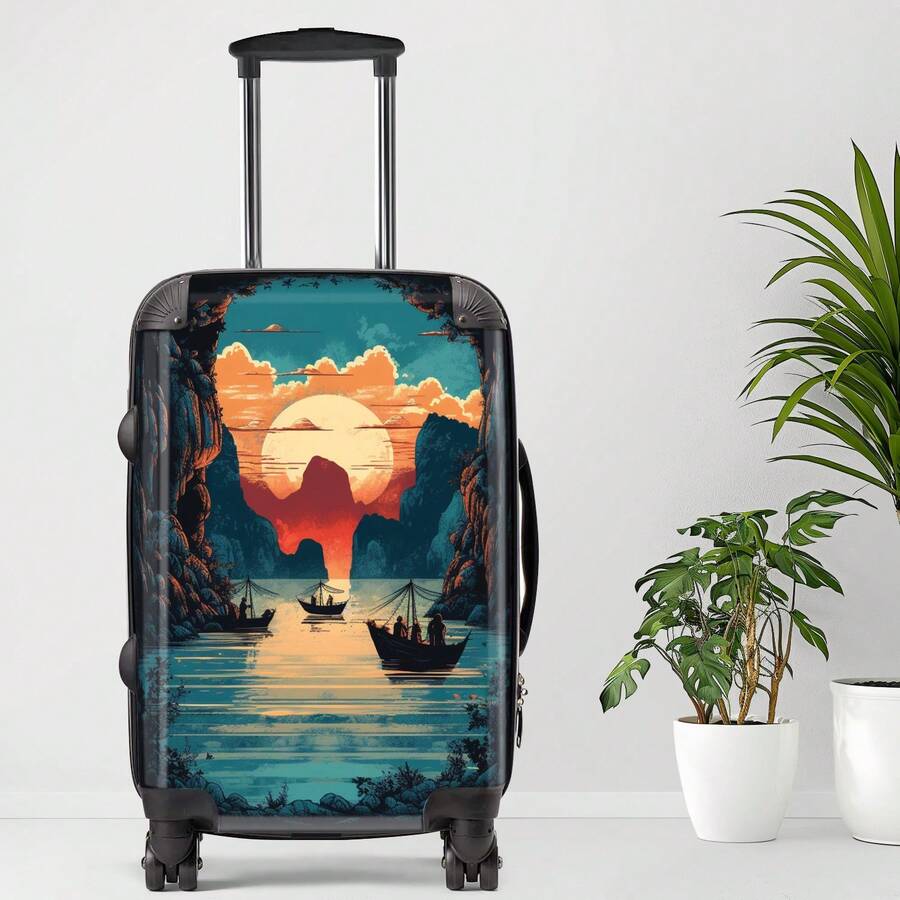 20/24/28 Inch Luggage, Carry-On, Custom Luggage, Luggage Set, Travel, Ha Long Bay, Vietnam, Landmark, Travel, Animals, Travel, Gift For Her, Gift For Him, And 360-Degree Rotating Wheels, TSA Lock, Suitcase, Travel, Vacation, Cabin Suitcase, Trolley Case, Travel Accessory, Personalised Gift, Travel Bag, Custom Suitcase, Personalized Luggage, Travel Gift, Luggage Set, Suitcases, Carry On, Garment Bag, Cabin Luggage, Handbag, Large Capacity, Checked Bag, Business Trips, Personalised Suitcase, Hard-Shell Luggage, Lightweight, Gift, Gift For Birthday, Personalized Gift, Gift For Christmas, Beach Holiday, Destination Wedding, Bridal Party, Bachelorette, Cruise, Rolling Luggage, - Multicolor - View 1