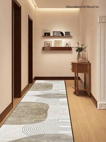 一体式，Element Lines 极简北欧元素通道地毯、走廊地毯、门口地毯、床边地毯，时尚百搭保暖地毯，耐脏防滑可机洗 - 卡其色 - 查看 4