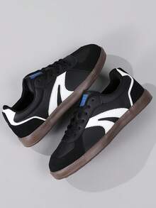 Men's Retro Casual Soft Bottom Shoes, Lightweight Lace-Up Round Toe Sneakers, Size Up To 46, Suitable For All Seasons - Multicolor - View 3