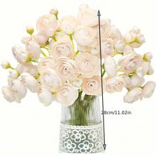 6 PCS Artificial Ranunculus Flowers, Faux Silky Mini Bouquets, Bulk Fake Wedding Filler Flowers For Centerpieces, Arrangements, Bridal Shower Decor, Polyester