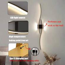 1 Piece Modern Gold LED Wall Sconce, Iron Body, Acrylic Shade, Easy DIY Assembly, Charging Cable Not Included, Suitable For Office, Bedroom, Dining Room, Hallway, Outdoor Decorative Lighting, Birthday Gift For Friends, With Remote Control, Adjustable Brightness