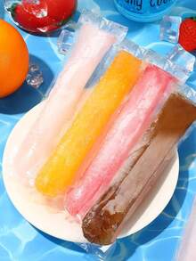 100个/50个-塑料一次性冰棒袋、一次性冰棒模具袋、长冰淇淋袋、透明DIY冰棒袋、夏季冰棒模具袋密封耐低温、可在低温下密封、自制透明冰袋，适用于蔬菜/果汁、果泥、冰淇淋、水果冰、冰糖棒