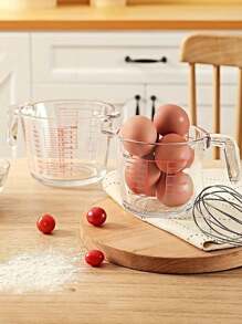 1 Stück hitzebeständiger Glas Messbecher, mit präziser Skala und Griff, vielseitige große Kapazität stapelbar für einfache Aufbewahrung, Kaffee Messbecher, Adlerschnabel-Design ist leicht zu kippen, transparenter Behälter Backzubehör Messwerkzeug, multifunktionales Küchengerät, geeignet für Backen, Milch, Wasser und Mehl Messbecher