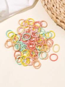100 Children's Basic Colorful Small Hair Rings Suitable For Girls' Hair Rings Mother's Day Casual Daily Decoration - Multicolor - View 3