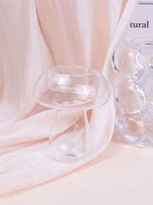 1pc Glass Mushroom Shaped Candle Holder, Green, Transparent, Coffee Color, Mushroom Style Candle Holder, Restaurant Decor (Candle Not Included)