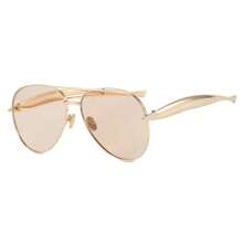 Women Semi Metal Fashion Glasses - Minimalist, Champagne Gold Color Blocking,Unique Leg Fashion Casual Oversized Glasses For Women Men Eyewear For Summer Beach Vacation,Outdoor,Travel