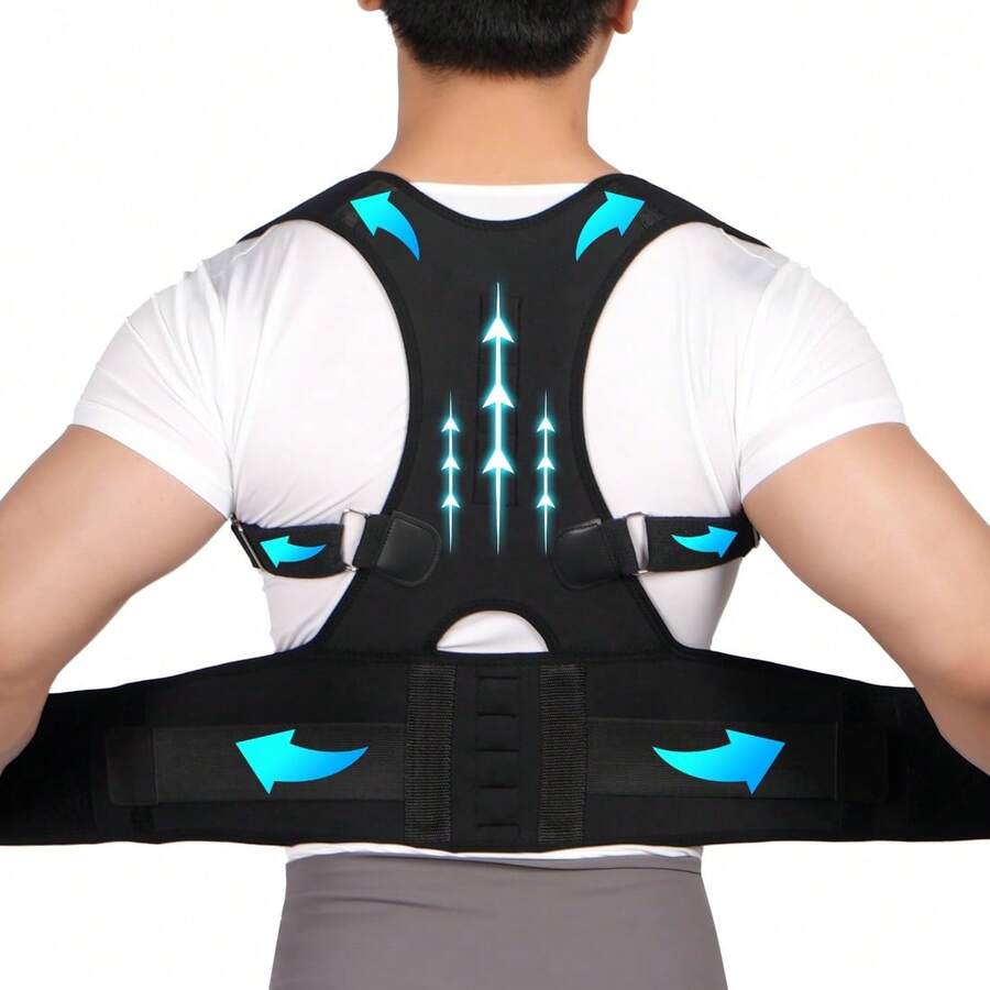 Back Brace Posture Corrector For Women And Men Back Lumbar Support Shoulder Posture Support For Improve Posture Provide And Boost Self-Confidence - Black - View 1