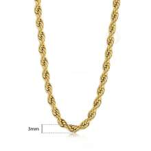 Trendsmax Gold Plated Stainless Steel Twisted Rope Chain Necklace Choker, 3mm 16-30", For Men Women - 3mm Gold - 查看 2
