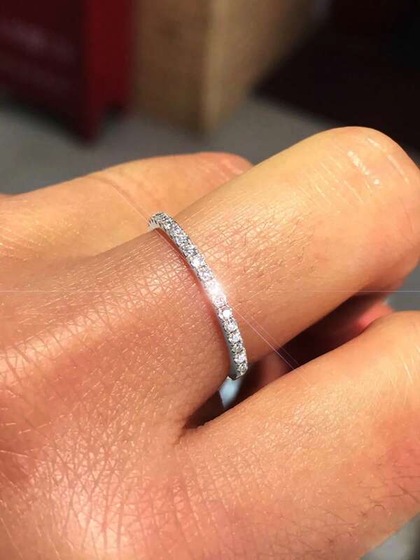 1 pièce Bague anneau en barre simple style INS en argent sterling 925 plaqué platine, bague de mode européenne et américaine minimaliste de style unique avec micro-incrustation de diamant en demi-cercle