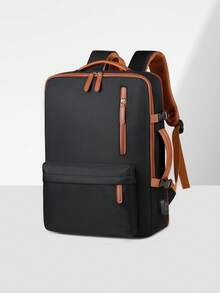 可扩展旅行背包，带衣物收纳袋，大容量多用途女士笔记本电脑背包 - 黑色，可调节肩带，多个隔层，尼龙材质，商务背包 | 可扩展口袋 | 有序收纳，时尚书包带铅笔袋 - 彩色 - 查看 11