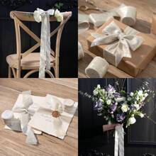 Cinta de gasa color dorado champán, cinta de seda dorada brillante con borde deshilachado para ramos de novia, envolver regalos, decoración de boda DIY, manualidades, Navidad, Día de San Valentín
