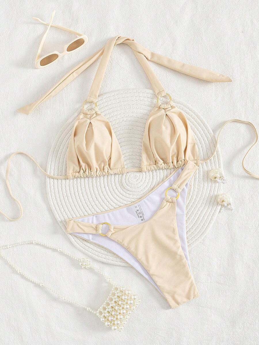 Women's New European And American Split Bikini Set - Beige - View 1