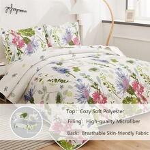Twin/Full/Queen/King Quilt Set, 3 Piece Floral Bedding Set Microfiber Bedspread Coverlets For Beds - Happy Flowers - View 5
