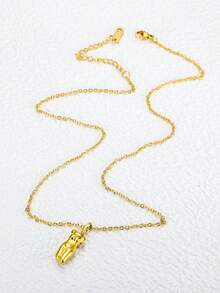 MONALLY 1pc 18K Plated 0.035μm Stainless Steel Women Body Pendant Necklace, Birthday & Date Gift, Non-Fading & Non-Allergic - Yellow Gold - View 5