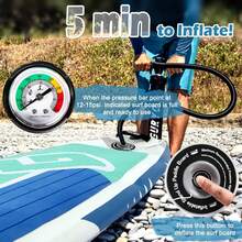 Paddle Board, Inflatable Stand Up Paddle Board Ultra-Light ISUP 10'x 30" X 6" Paddle Board With Adjustable Paddle, Hand Pump, Leash, Repair Kit, Waterproof Phone Case, Paddle Board For Adults - Blue & White - View 5