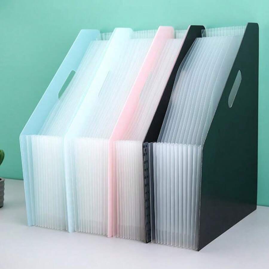 1pc A4 Expandable Accordion File Folder, Multi-Layer Desktop Document Holder, Student/Office Use, Large Capacity - Multicolor - View 1