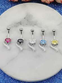 1PC S925 Sterling Silver Fox Navel Ring Puncture Luxury Jewelry For Women, Fox Navel Nail For Girls' Daily Wear For Girls,Girl's Daily Outfit,Wear The Best Gift For Girlfriend, Mother, Sisters - Navel Nails - View 6