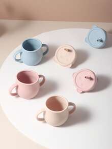 1pc Personalized Silicone 250ml Baby Bear Sippy Cup With Handles, Children's Milk And Water Drinking Cup Spill-Proof Dinnerware - Multicolor - View 6