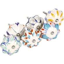 6 pezzi maniglie vintage, maniglie colorate a forma di zucca in ceramica dipinta a mano con motivi floreali, maniglie per armadi, maniglie per guardaroba, maniglie per armadi, maniglie per cassetti, colori misti
