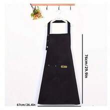 1 件新款时尚轻便透气涤纶厨房围裙，适合厨师、餐厅、酒吧、咖啡馆、美容院 - 米色 - 查看 6
