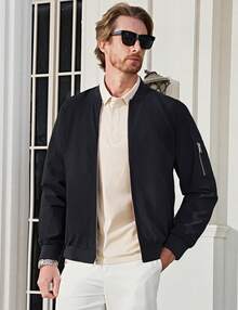 FASBUCO Men's Thin Bomber Jacket Full-Zip Spring Fall Casual Sportswear Lightweight Coat Baseball Golf Outdoor Sports Waterproof Coat