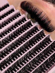 200pcs D Curl DIY Eyelash Cluster,40DCluster Eyelashes, 0.07mm D Curl 8-16mm Mixed Natural Eyelash Extensions, Suitable For Beginners At Home200pcs Extra Thick False Eyelashes,Large Capacity - D - 查看 2