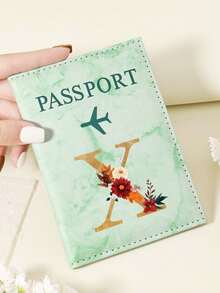 1pc A-Z 26 Letters Fashionable Letter Print Stylish Burgundy Passport Cover, Premium PU Leather Passport Wallet With Multi-Card Pockets For Credit Cards, Boarding Passes, And IDs, Compact And Portable Travel Essentials Organizer For Women, Men Graduation - Pink - View 120