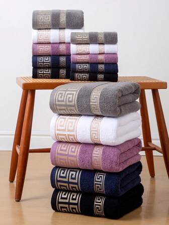 1 件薄浴巾，多种颜色，简约提花格子图案，矩形 70 * 140 厘米成人男女通用泳装、沐浴、包裹毛巾或 34 * 74 厘米手巾、34 * 34 厘米手帕，速干、吸水、柔软，适用于浴室、厨房、旅行、节日礼物、健身房、海滩、酒店、沙龙、户外、学校、返校、旅行、旅行必需品、家居必需品、毛巾、皮肤护理