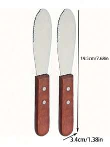 Deluxe Stainless Steel Butter Spreader Set With Wooden Handle - Wide Straight Edge For Easy Sandwich, Cheese & Condiment Application - Essential Kitchen Tool