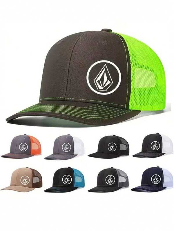 1pc Minimalist Symbol Slightly Curved Printed Baseball Cap, Unisex Outdoor Sports Racing Cap, American Trucker Cap, Fashionable