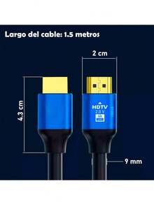 Cable De Alta Velocidad HD 4K 2.0 Compatible Con TV/Laptop/PC/HDTV 1.5M - Negro - Ver 9