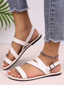 New Casual Versatile Simple Flat Sandals For Women - White - View 4