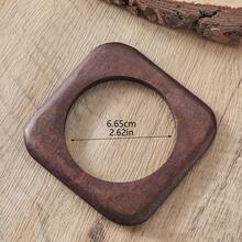 1 chiếc/3 chiếc Vòng tay gỗ hình học bất đối xứng thời trang dành cho nữ phong cách Anh cổ điển đa năng tối giản, có thể đeo nhiều lớp để có vẻ ngoài đẹp hơn - Vòng tay gỗ hình học - Xem 11