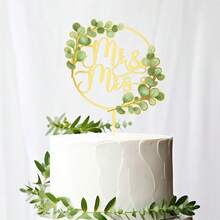 Mr  Mrs Cake Topper Greenery Cake Topper Decorations For Wedding Engagement Anniversary - Rose Gold - View 3