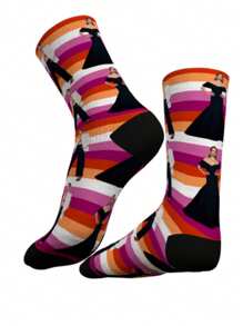 1 Pair Of Women's Mid-Calf Socks, Custom Rainbow Socks, "LGBTQ+, LGBTQ+", A Great Custom Gift For Your Gay Friends, A Great Gift For Mom, Personalized Novelty Socks With Photos, Rainbow Socks, Your Own Handsome Men And Women, Cute Animals, Puppies And Kittens And More.