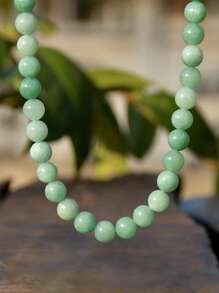 Bohemian Style Natural Stone Necklace, Elegant & Delicate 8mm Colorful Beryl & Rose Quartz Choker, Natural Healing Crystal Jewelry To Soothe Emotions And Balance Energy (Natural Stone Color Random)